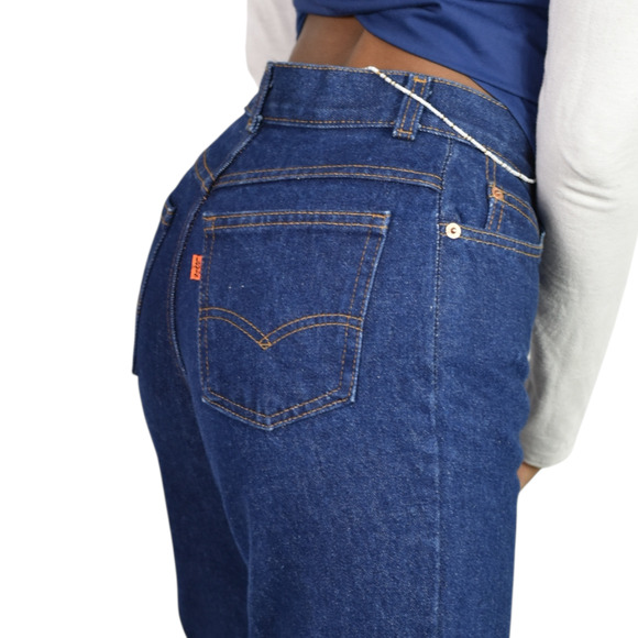 Vintage 554 Levis Jean High Rise Cotton Orange Tab 80s Dark Wash Straight USA 24 - Picture 12 of 14